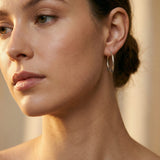 Vintage Silver Hoop Earrings with Carved Pattern