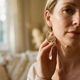 Timeless White Bead Mandala Earrings