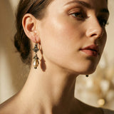 Vintage Floral Drop Earrings with Pearls