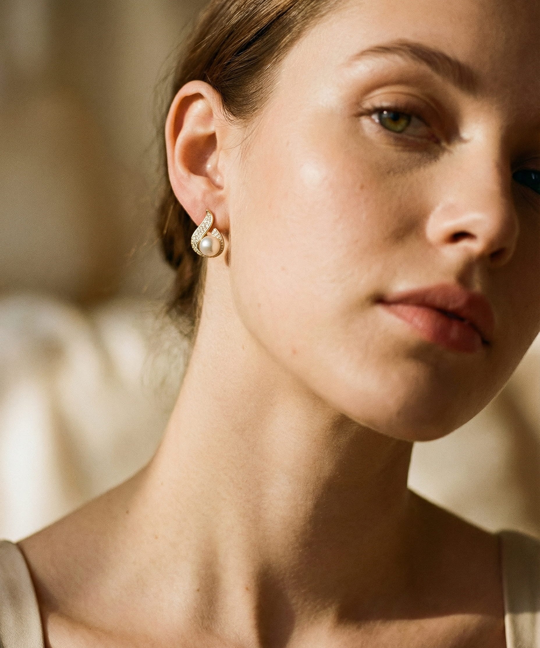 Cubic Zirconia Earrings with Sparkling Pearls