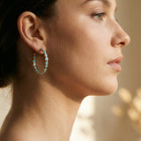 Vintage Blue Opal Gold Earrings