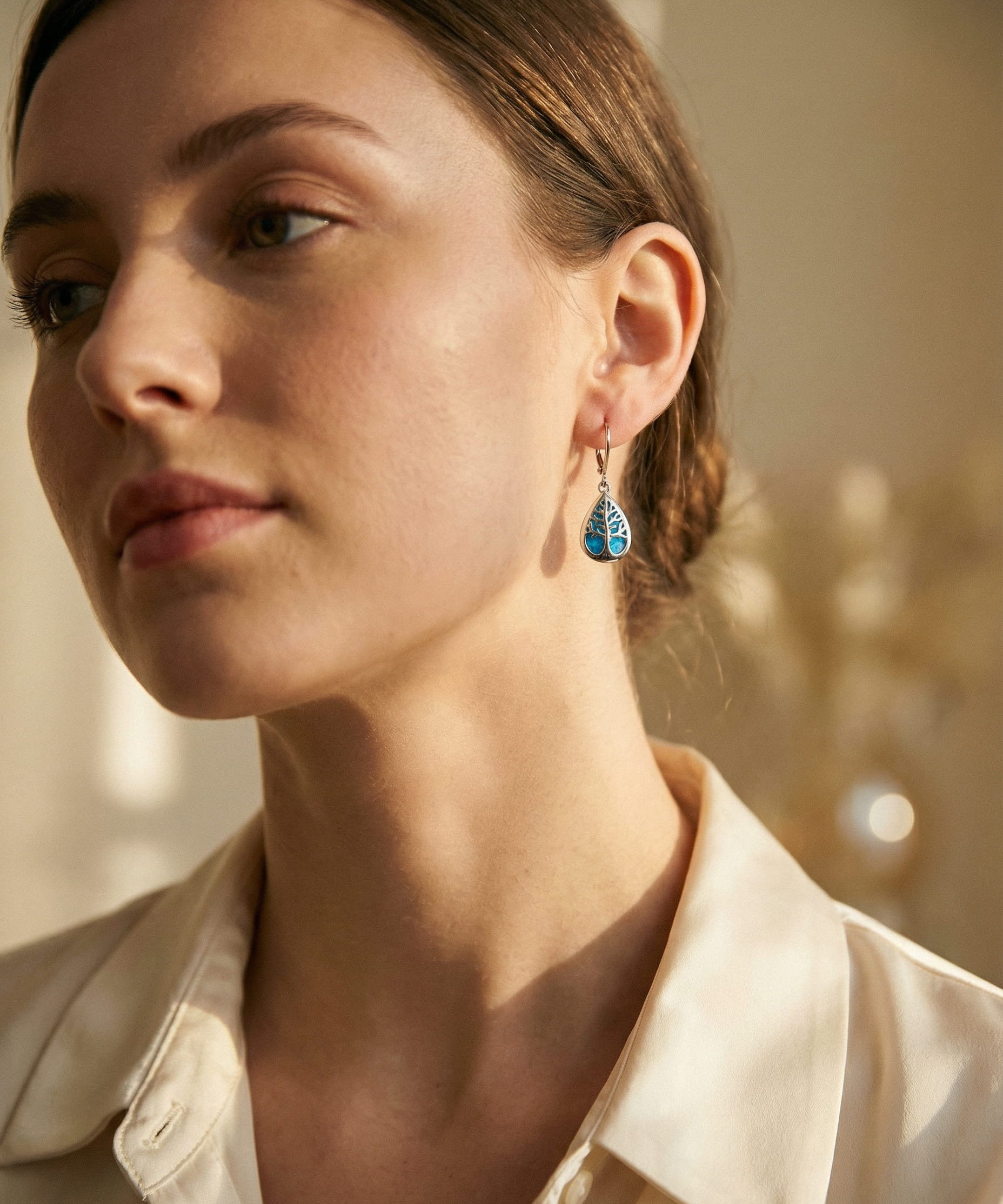 Tree of Life Earrings in Opal and Silver