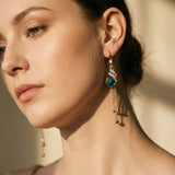 Festive Earrings with Blue Pearls