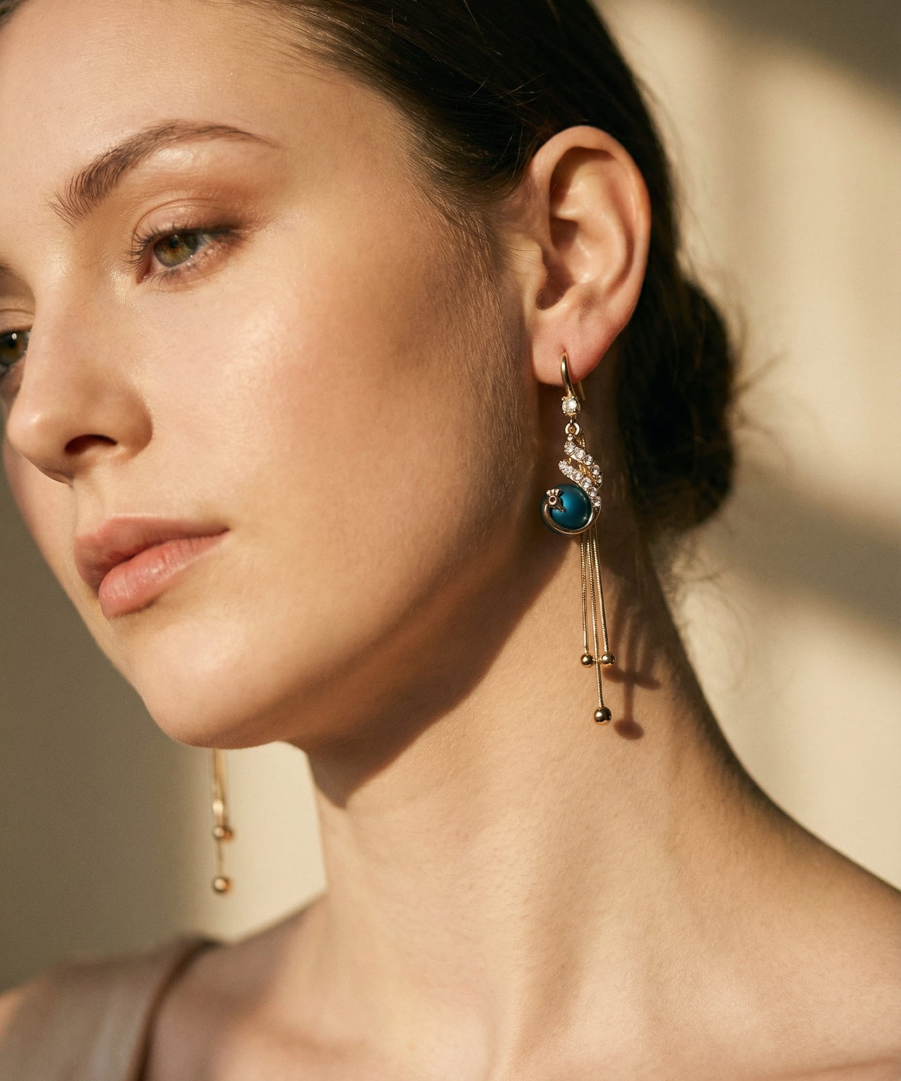 Festive Earrings with Blue Pearls