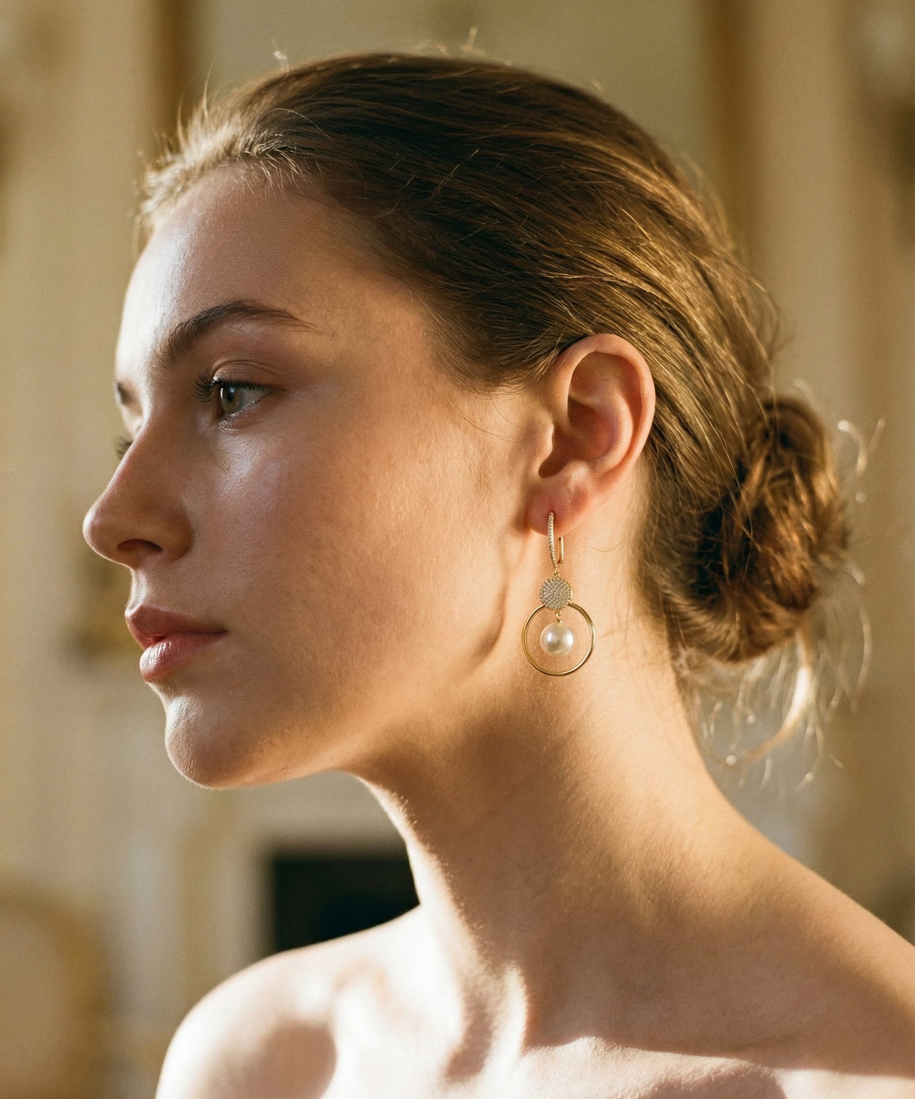 Luxury Earrings with Cultured Pearls and Zircons
