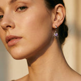 Silver and Zirconia Inlaid Floral Earrings