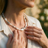 Vintage Silver Bead and Pearl Necklace