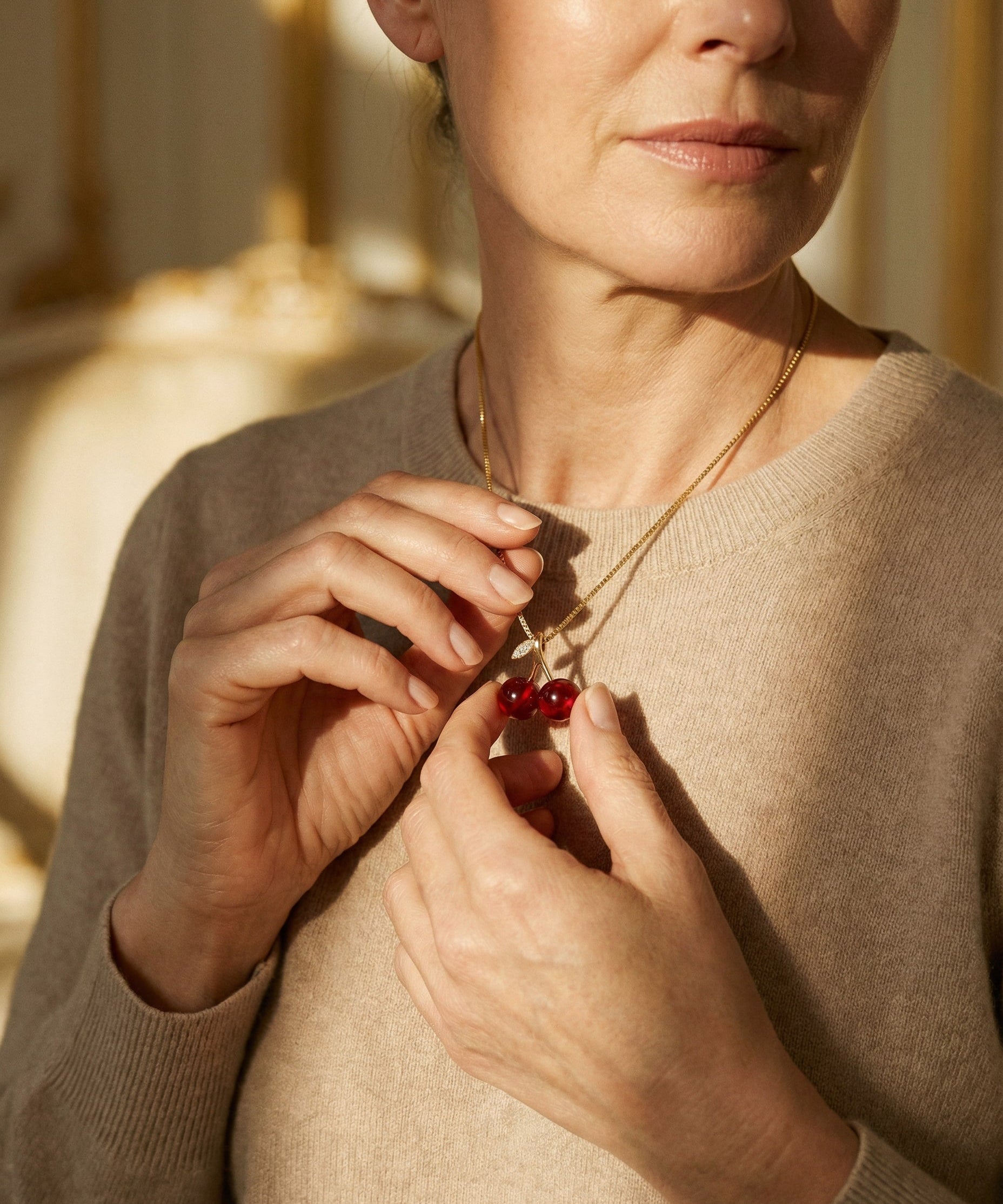 Gold Cherry Necklace