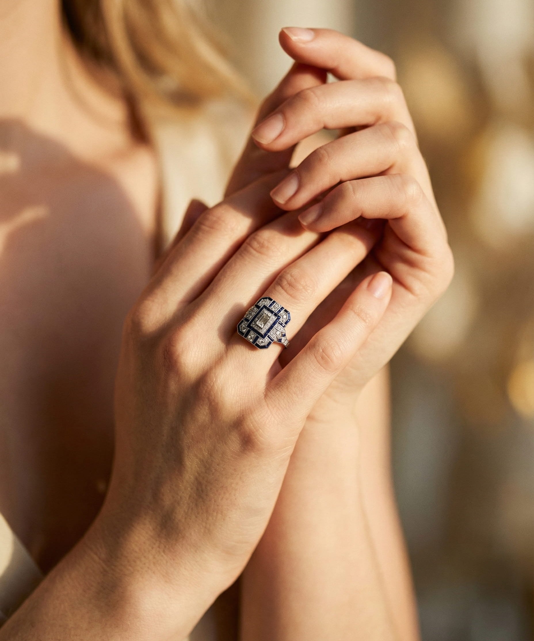 Vintage Silver Blue Sparkle Ring
