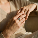 Silver Green Diamond Ring