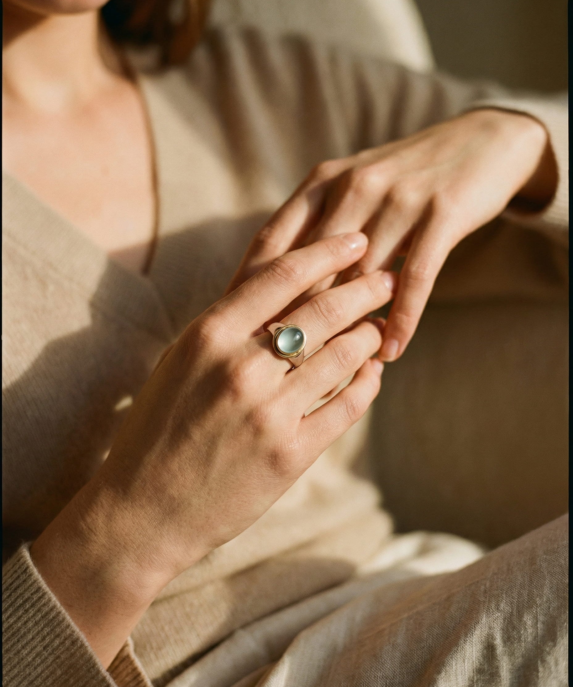 Silver Green Diamond Ring