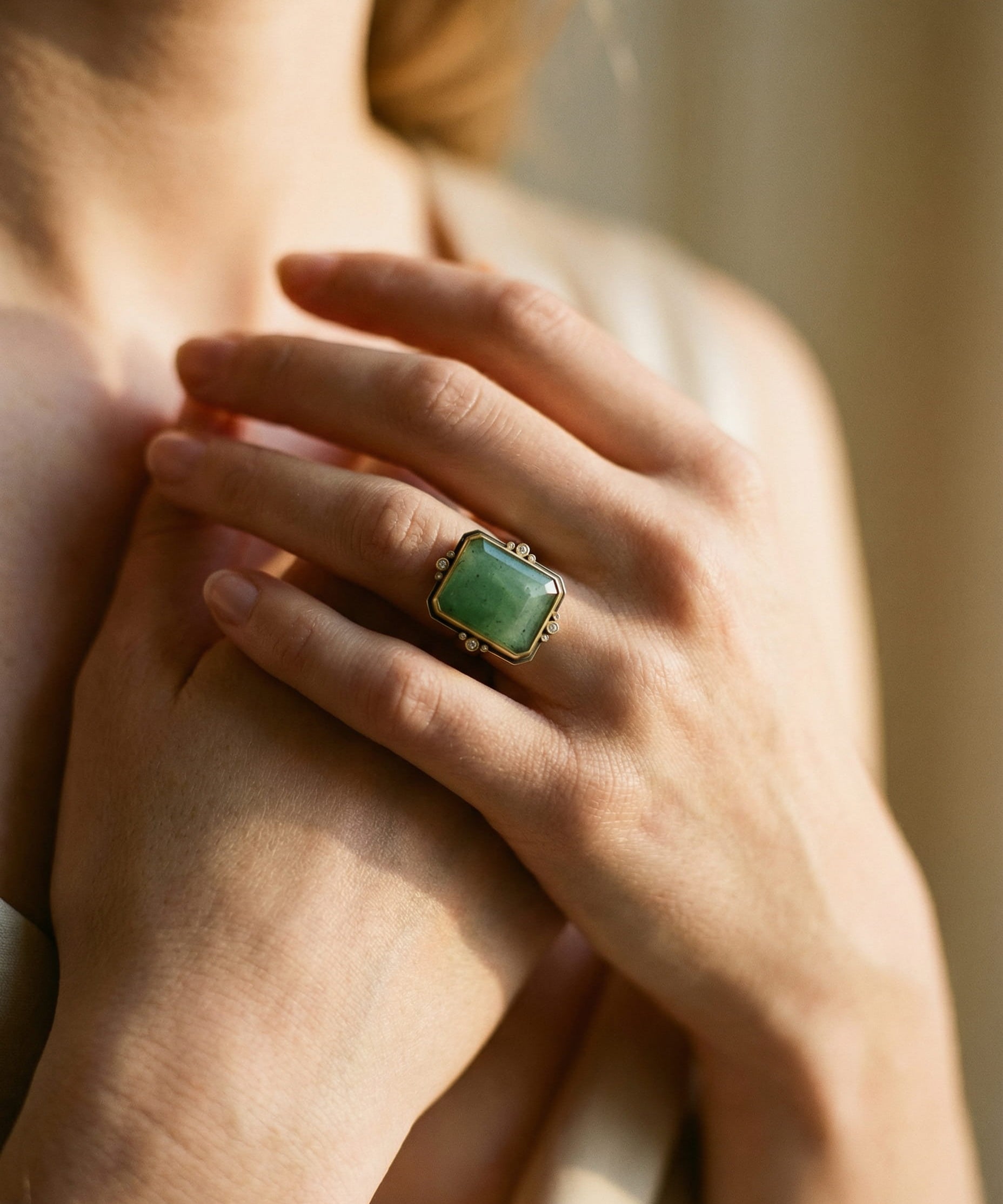 French Retro Square Crystal Ring