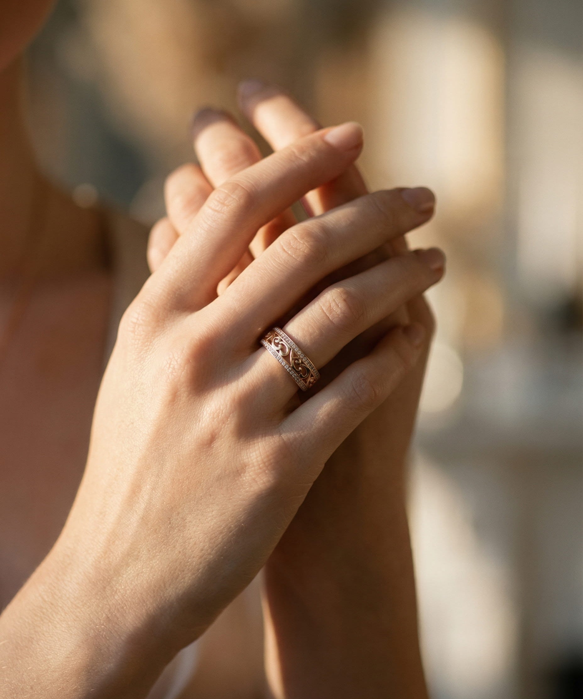 Elegant Hollow Diamond Ring