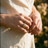 Hollow Gold White Crystal Ring