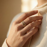 Gold Braided Crystal Band Ring