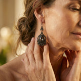Elegant Black Crystal Mandala Earrings