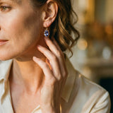 Vintage Earrings with Blue Cubic Zirconia
