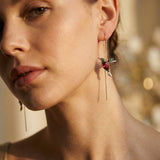 Enamel Hummingbird and Cubic Zirconia Earrings