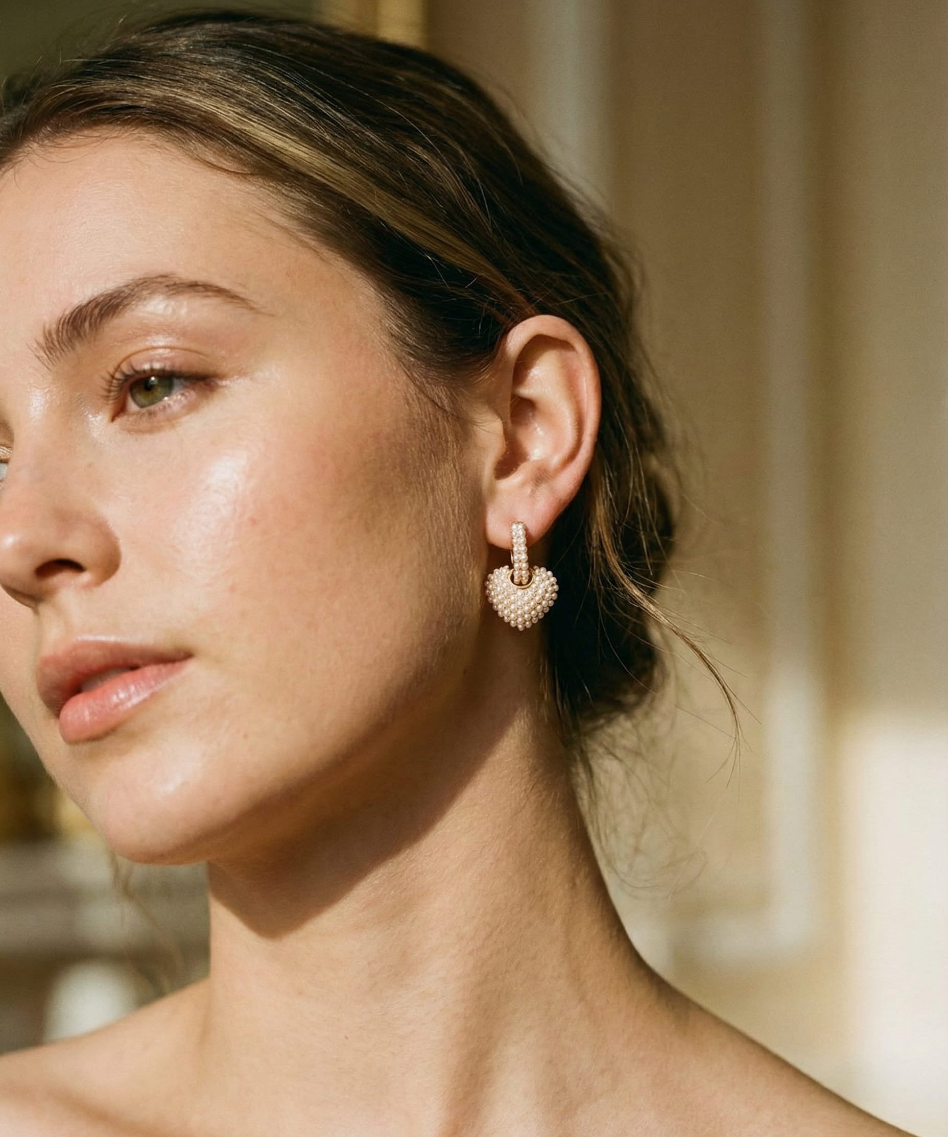 Gold Love Pearl Earrings