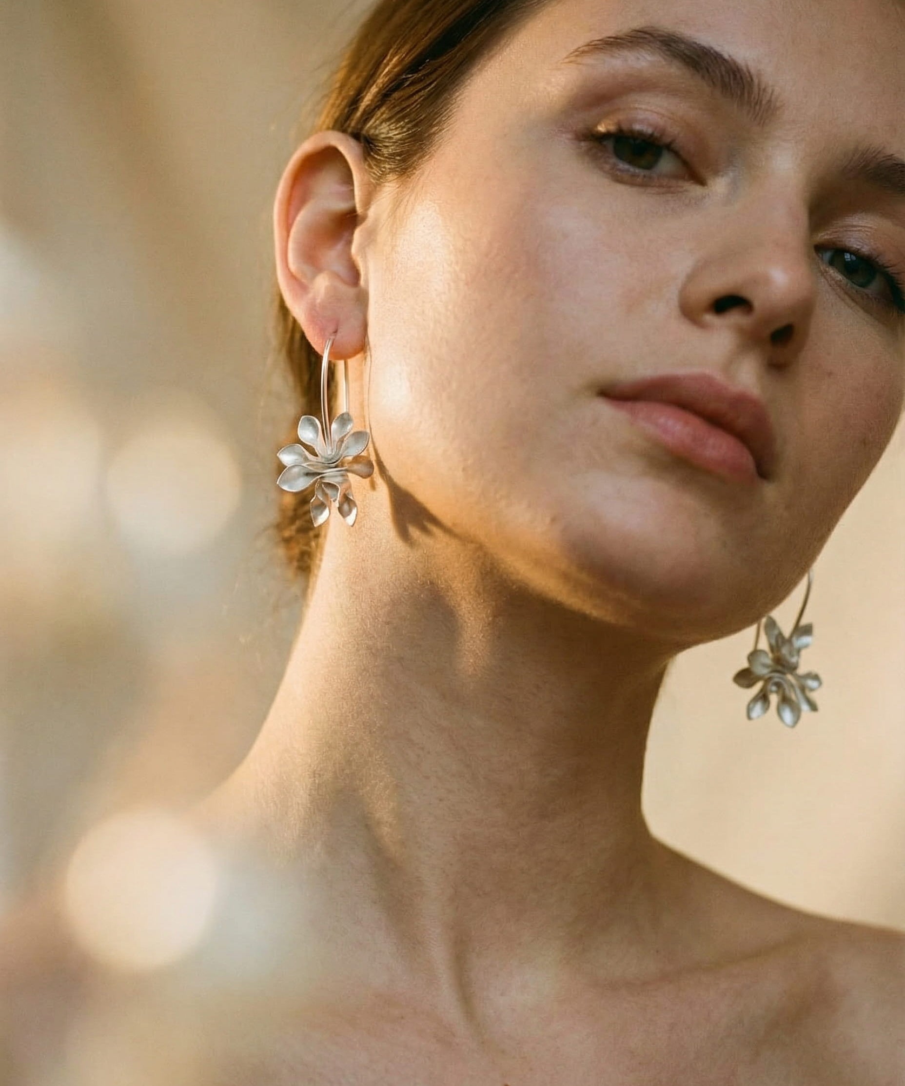 Vintage Silver Irregular Flower Earrings