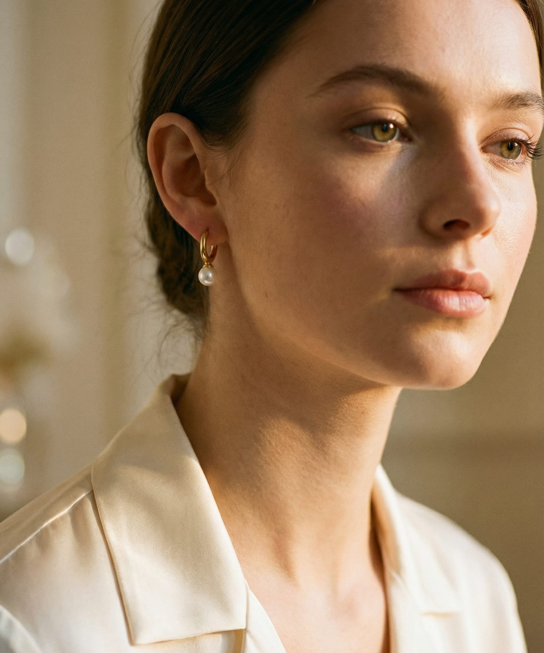 Small Gold-Plated Pearl Earrings