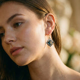 Gold and Silver Blue Crystal Earrings