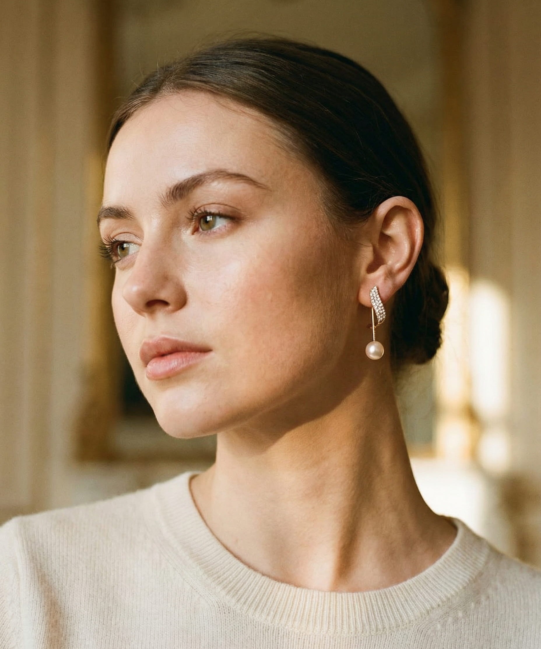 Gold Pearl Earrings