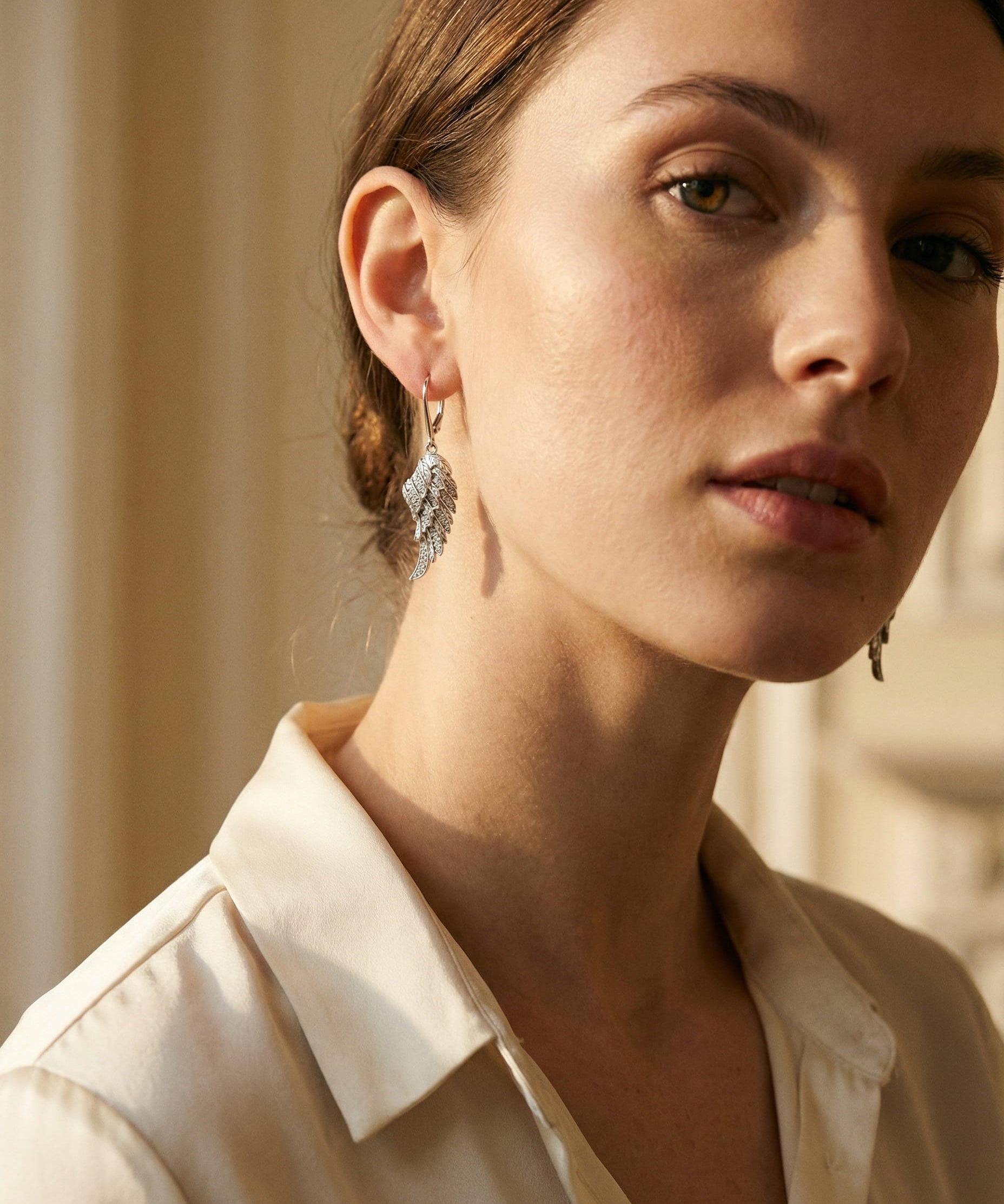 Silver Sparkling Wing Earrings
