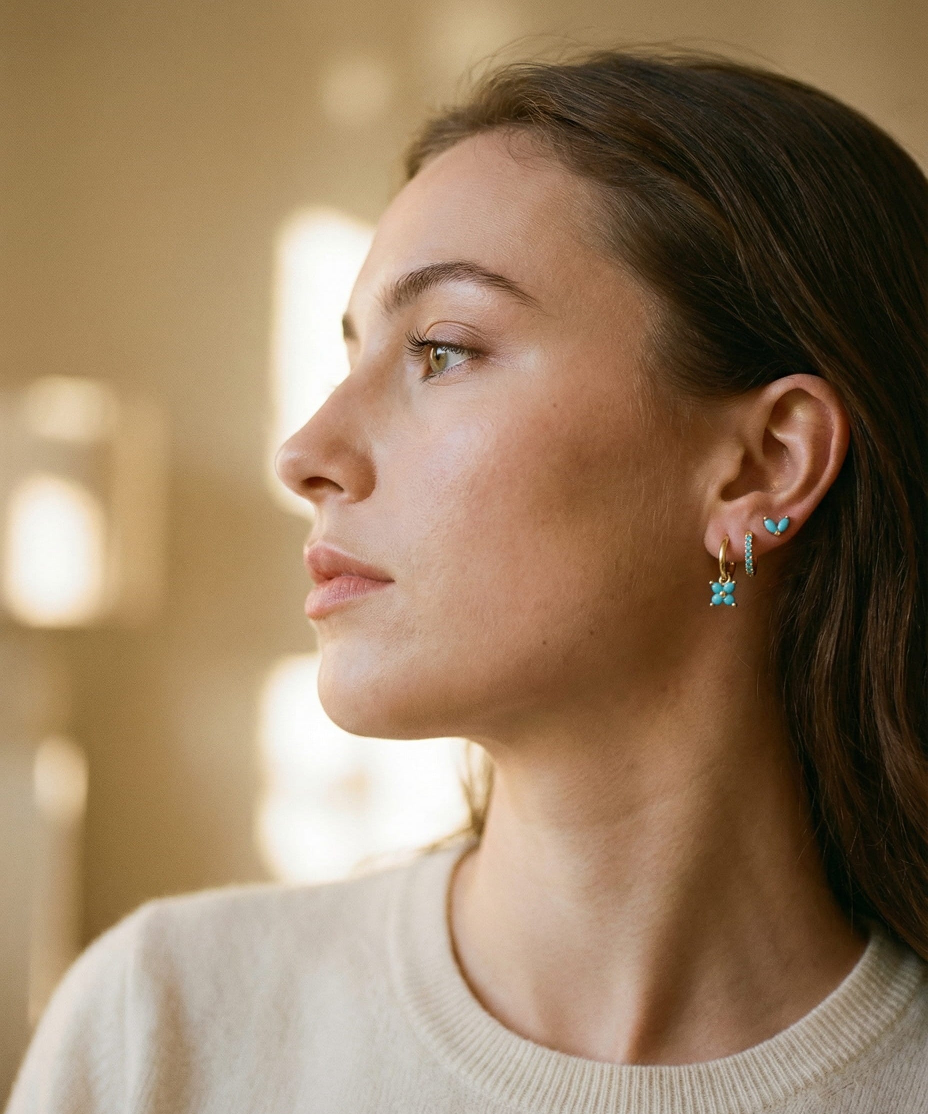 Diamond Flower Earring Set