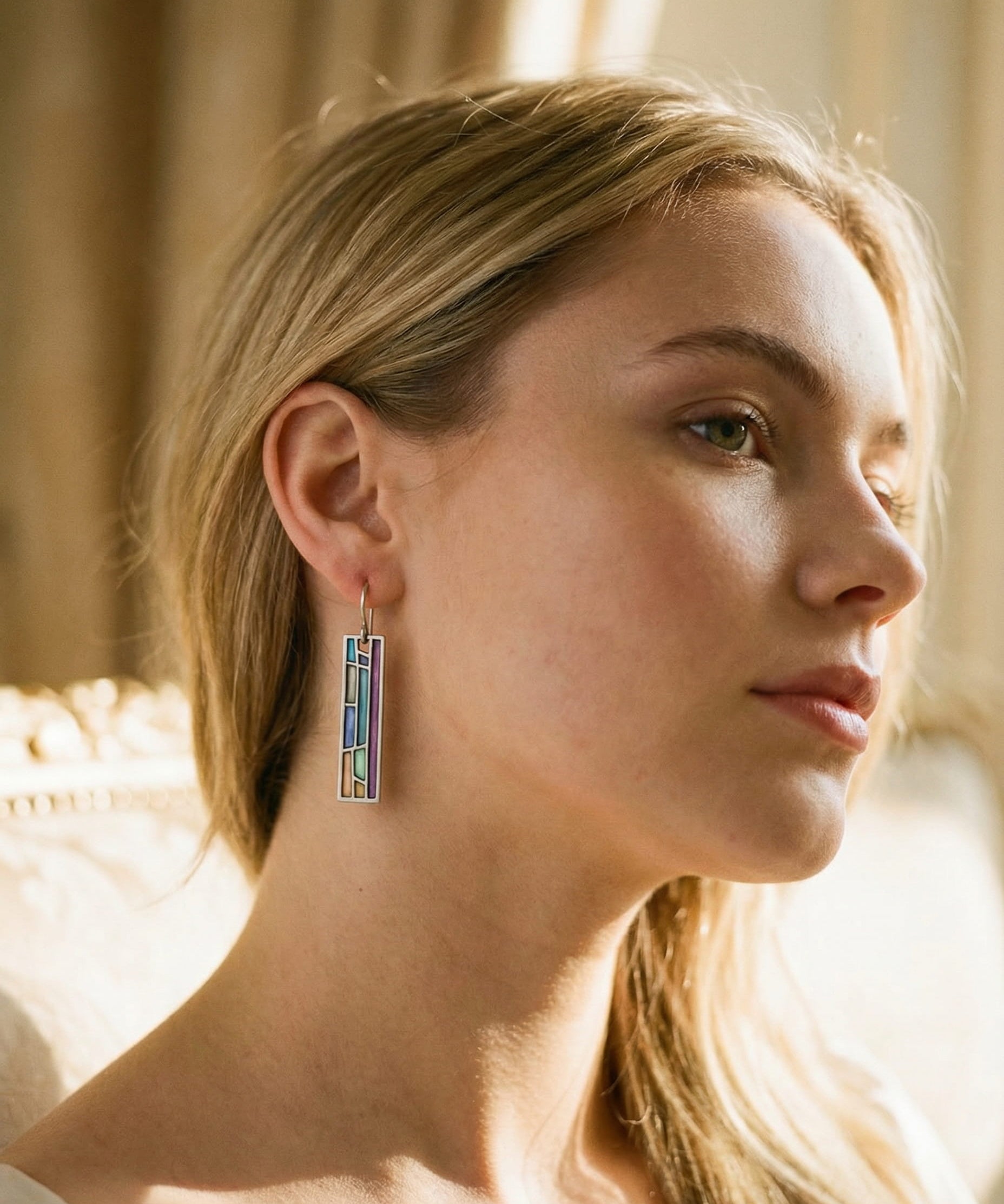 Vintage Silver Mosaic Earrings