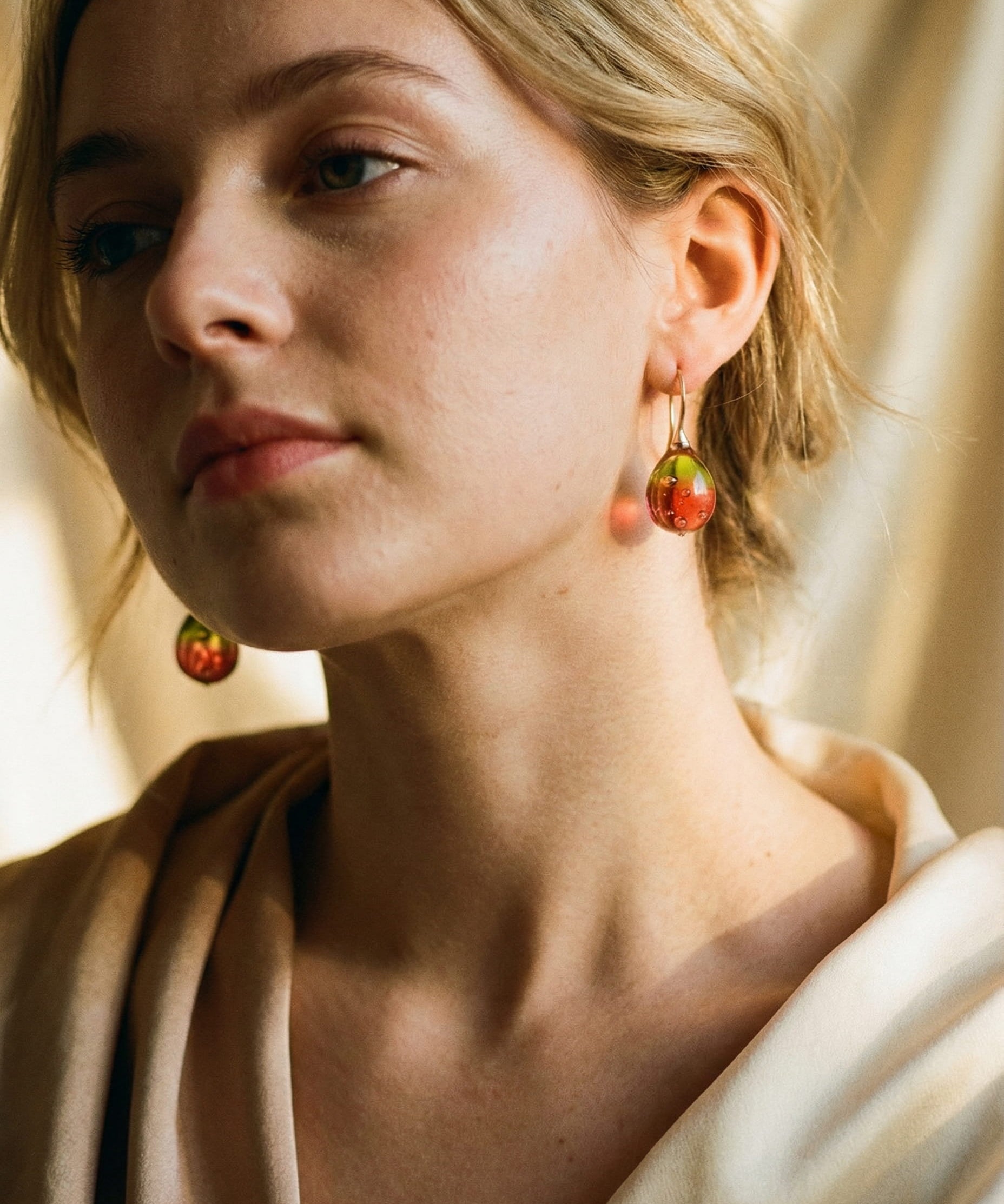 Retro Amber Glass Drop Earrings