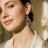 Vintage Gold Spiral Design Cubic Zirconia Earrings