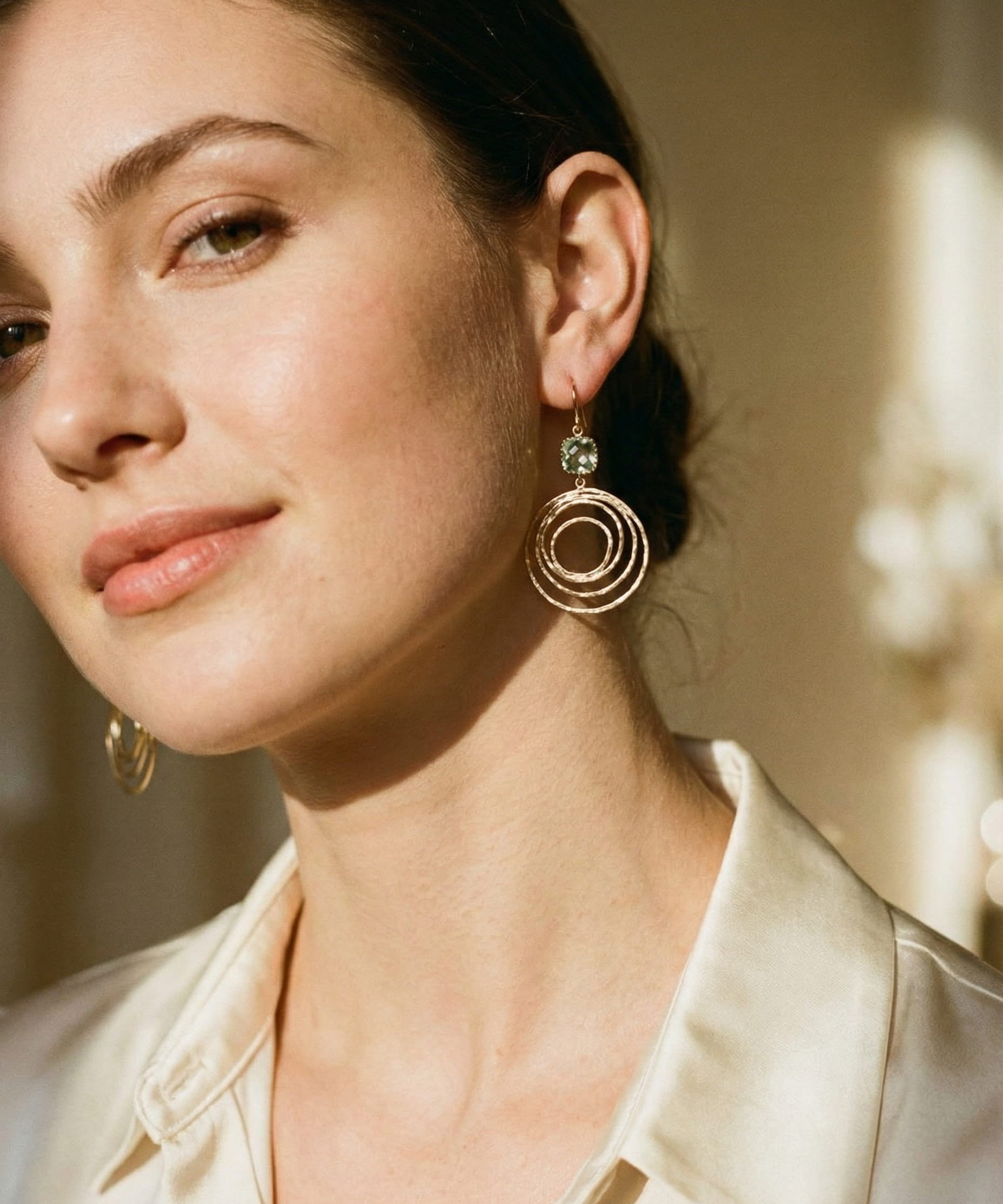 Vintage Gold Spiral Design Cubic Zirconia Earrings