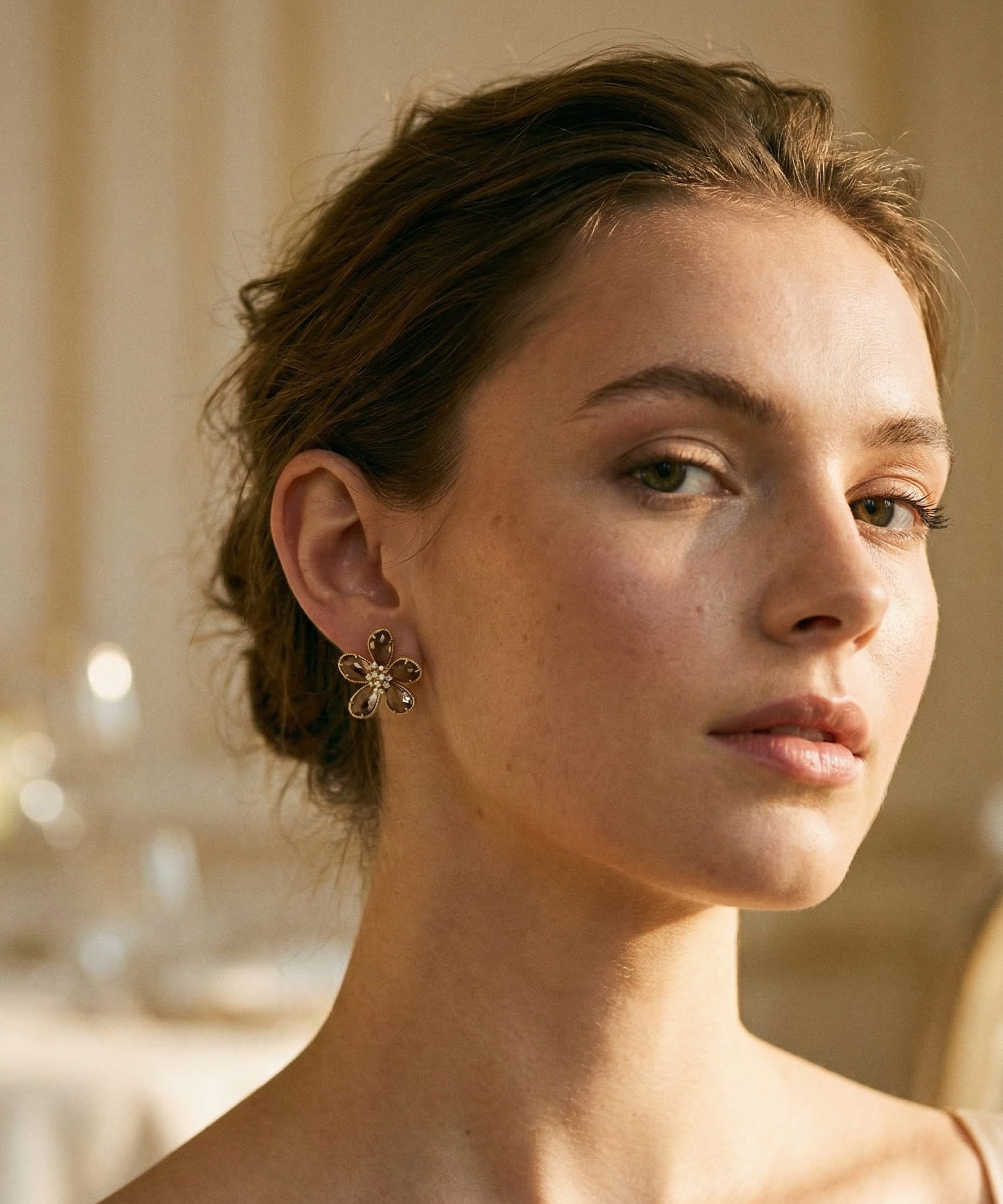 Spinning Cubic Zirconia and Wealth Flower Earrings