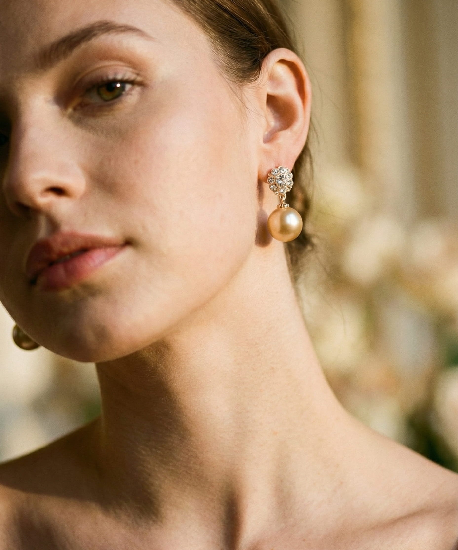 Cubic Zirconia and Pearl Earrings