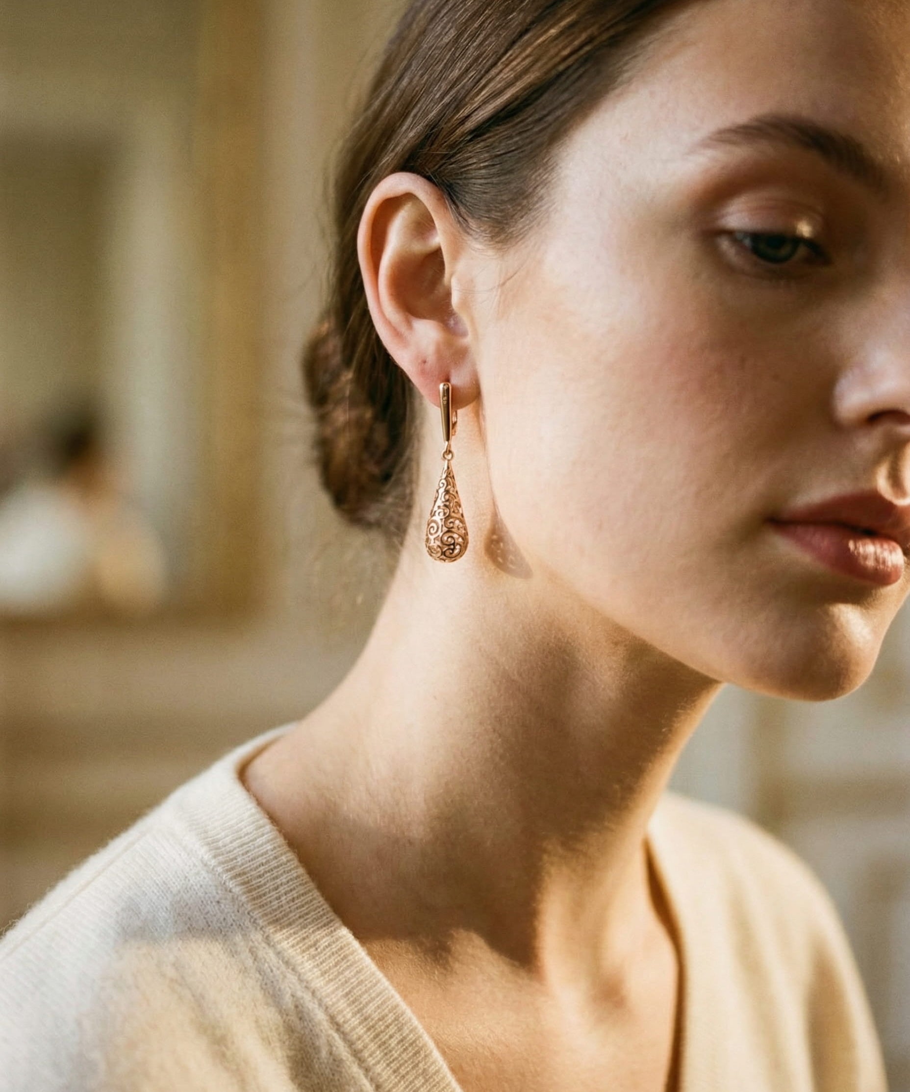 Gold Mandala Drop Earrings
