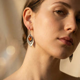 Vintage Silver Orange Stone Earrings