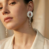 Hollow Red Stone Drop Earrings