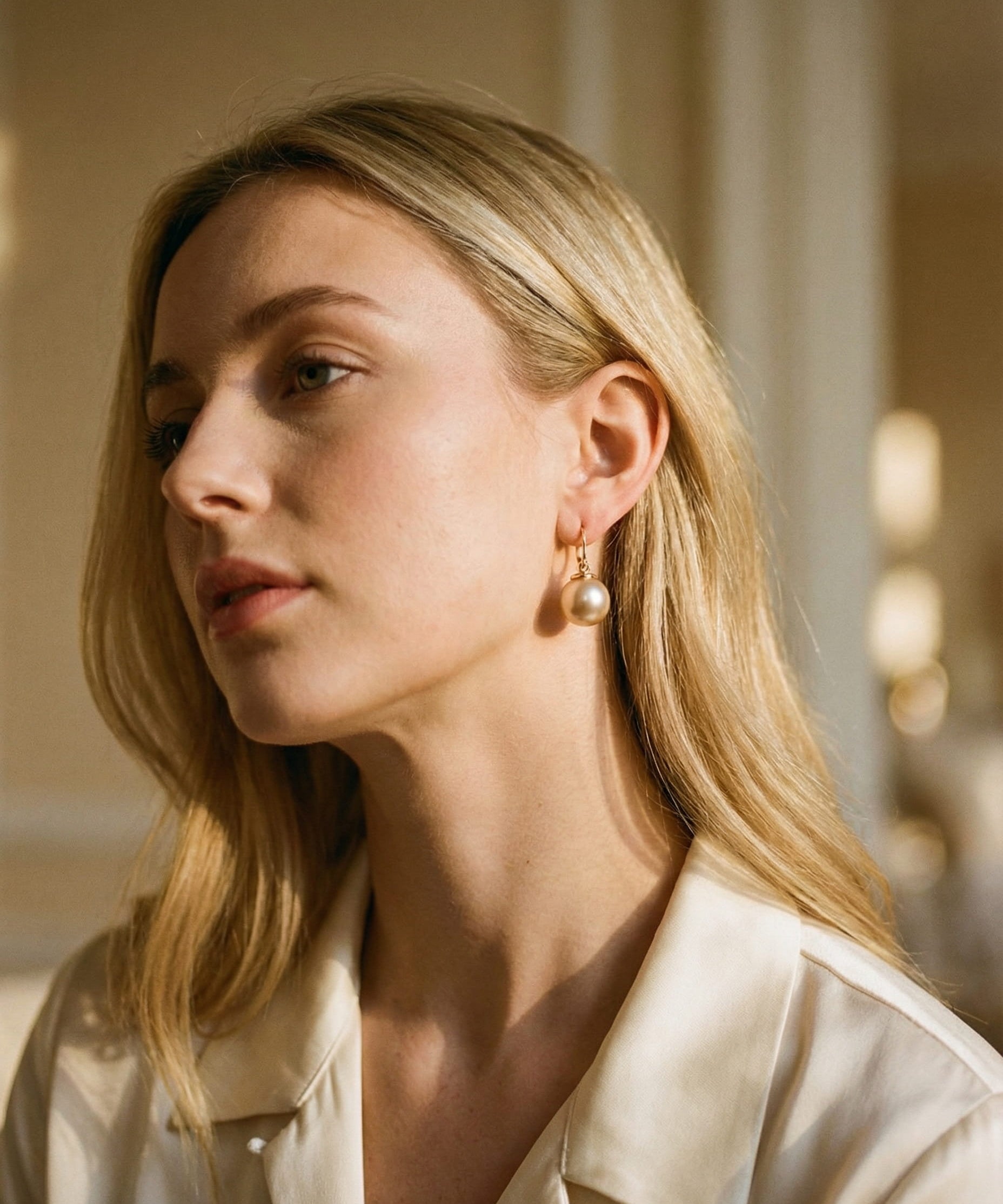 Exquisite Gold Pearl Earrings