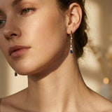 Gold Blue Crystal Drop Earrings