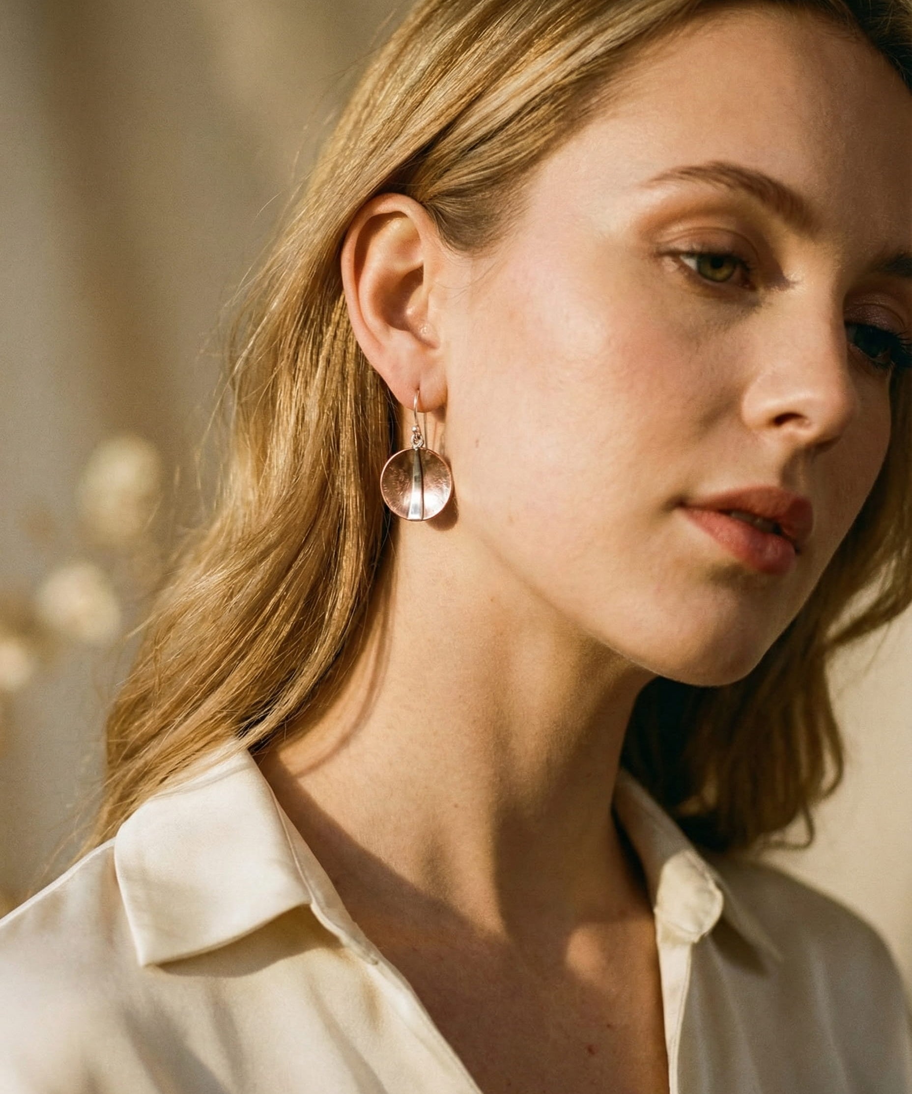 Vintage Round Rose Gold Sparkle Earrings