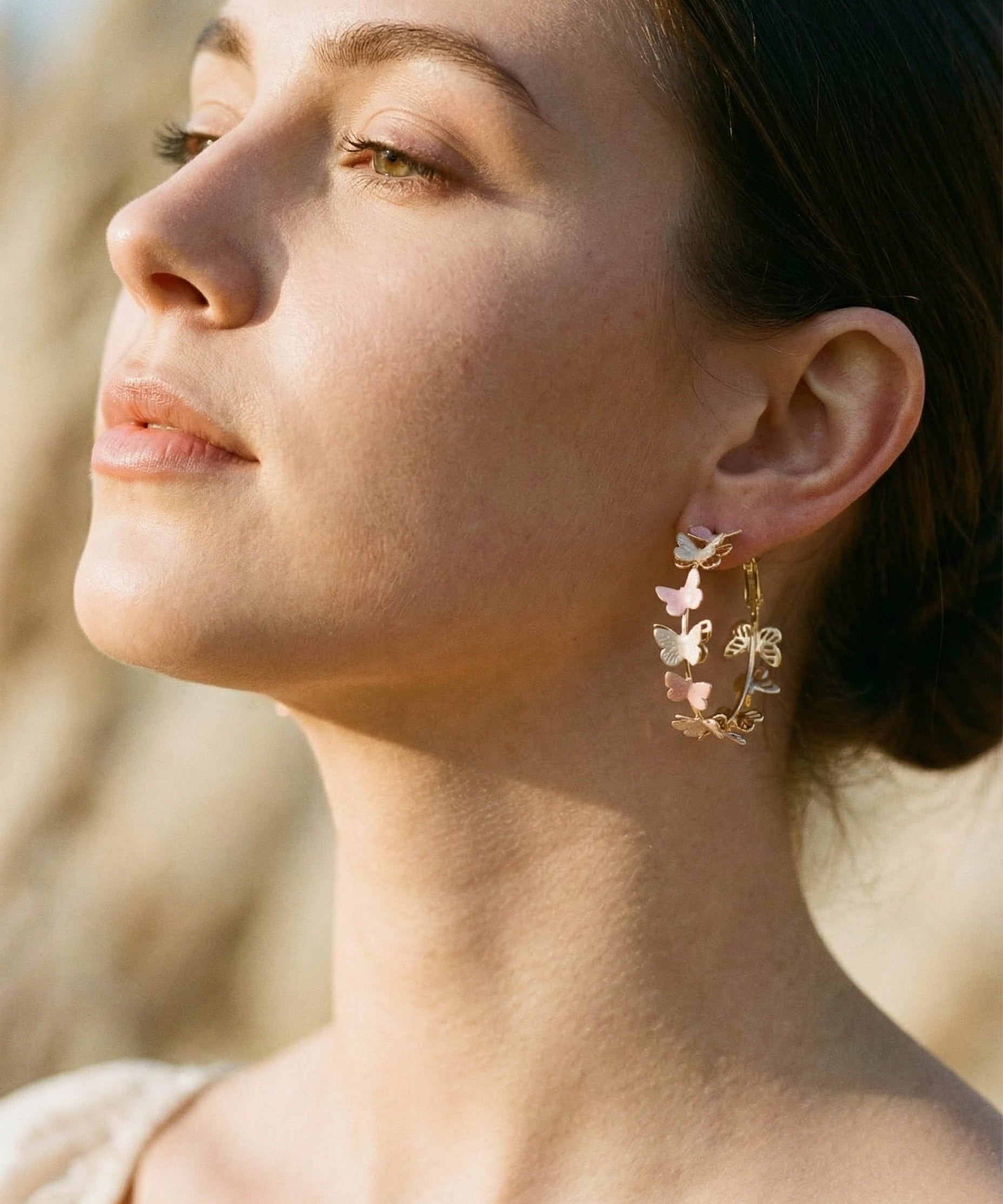 Vintage Butterfly Hoop Earrings