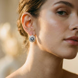 Blue Cubic Zirconia Mandala Earrings