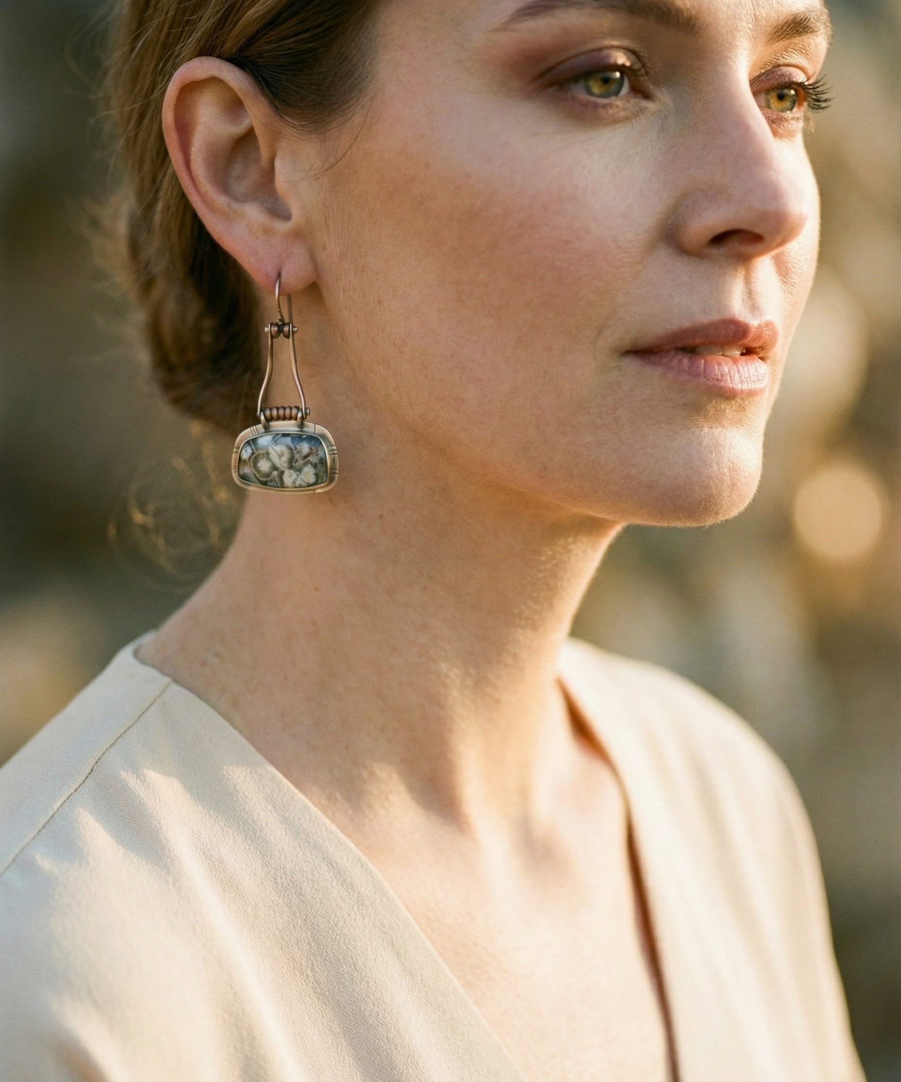 Vintage Aged Stone Earrings
