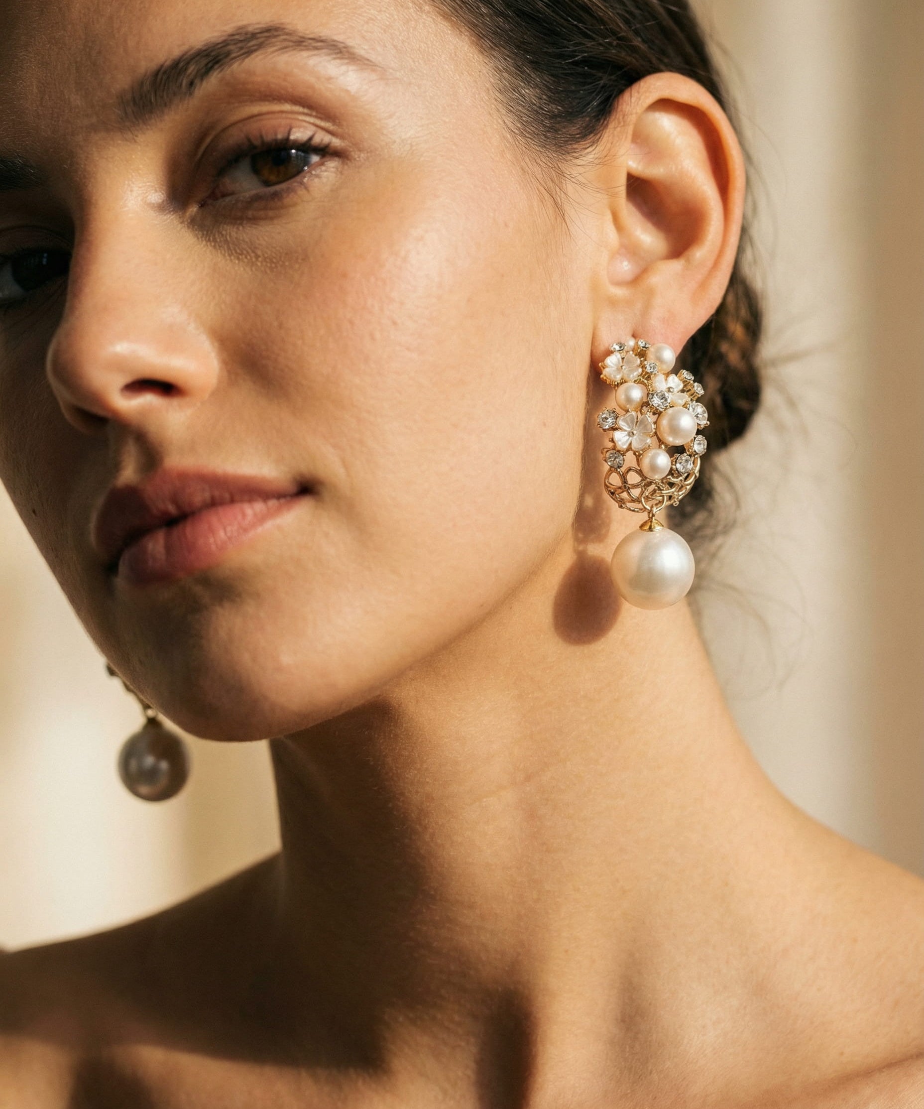 Elegant Pearl and Flower Earrings