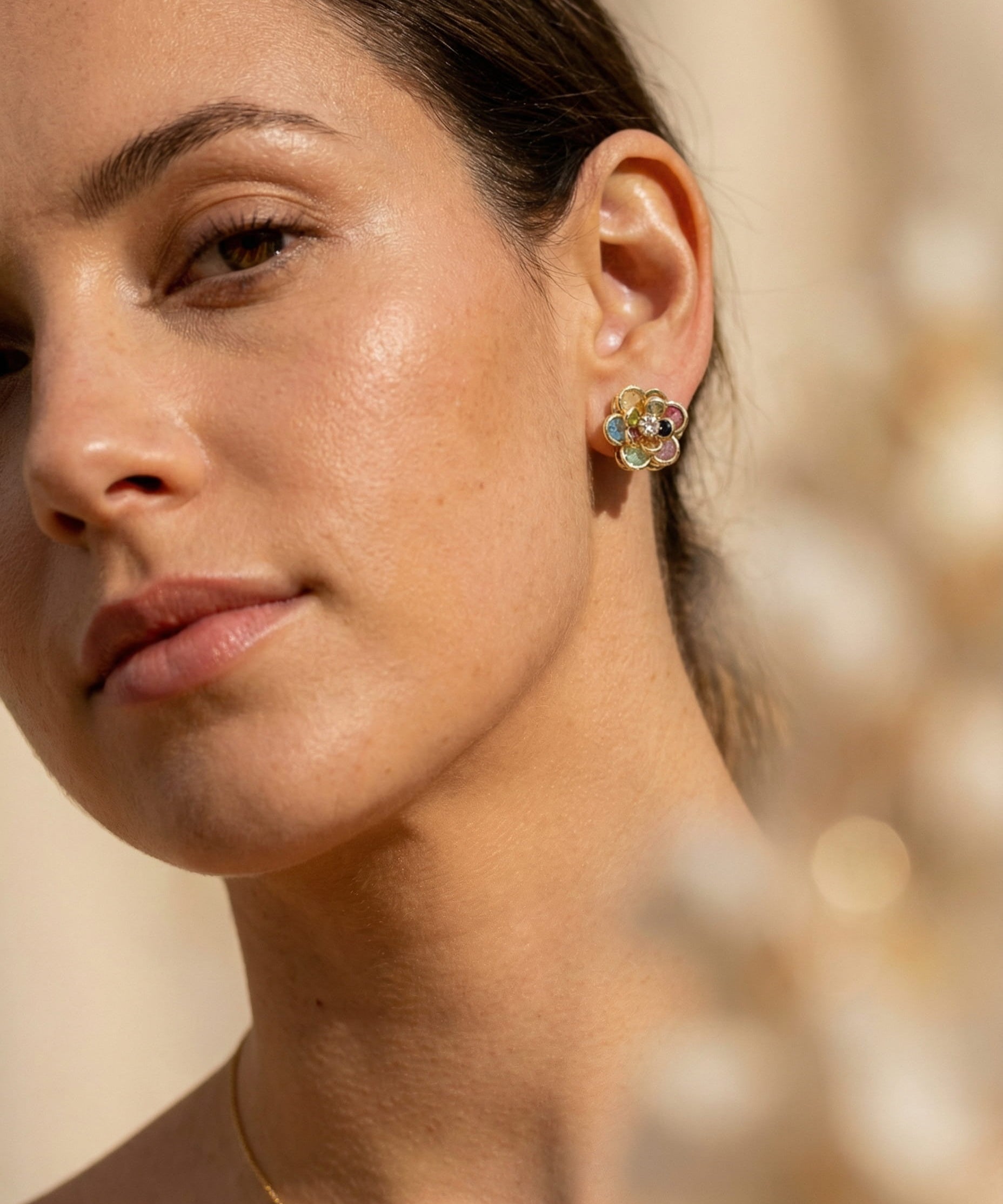 Elegant Flower Colourful Crystal Earrings