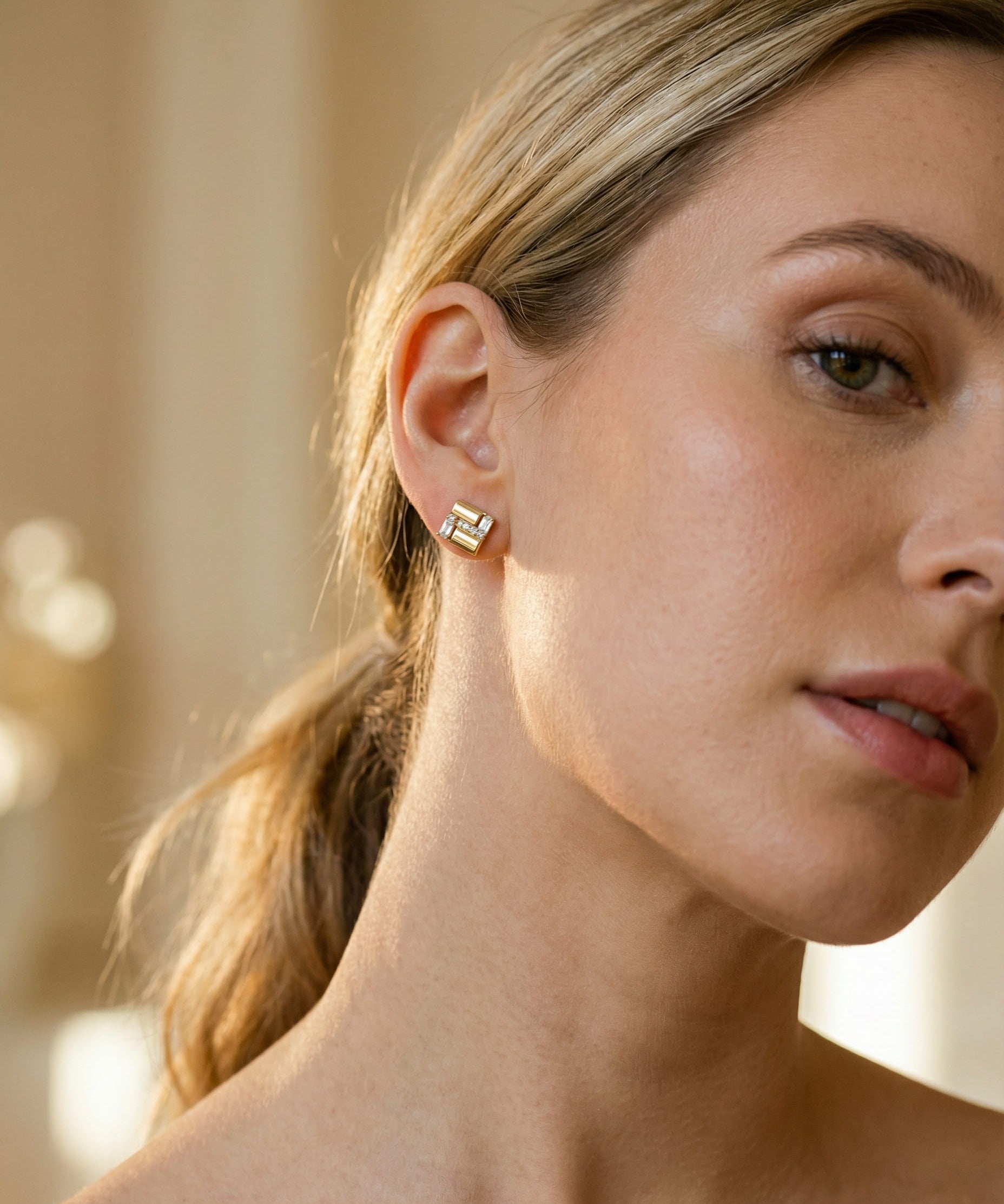 Elegant Gold Geometric Cubic Zirconia Earrings