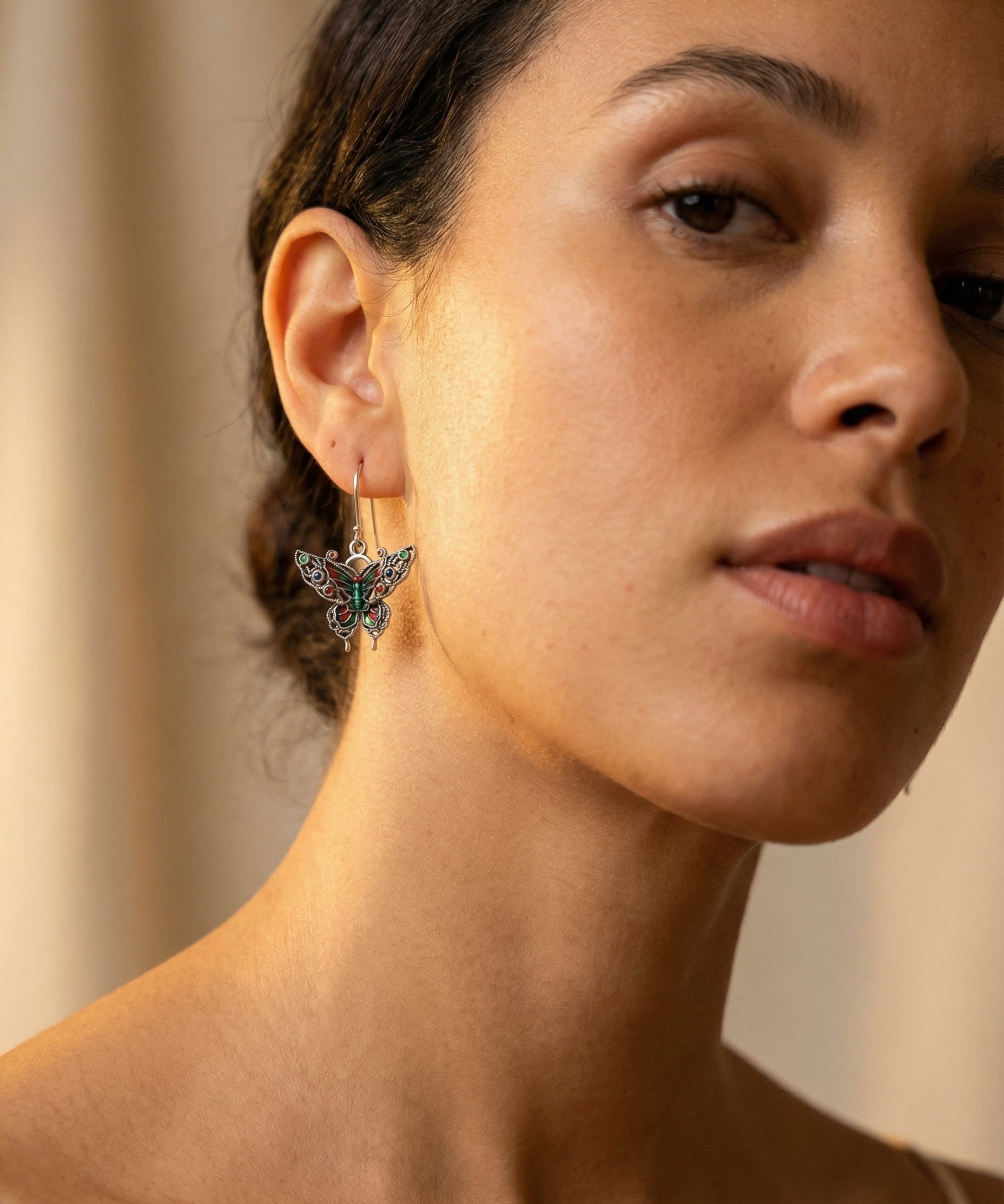 Vintage Colourful Butterfly Earrings