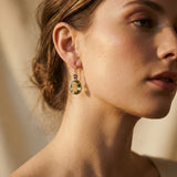 Gold Green Crystal Earrings