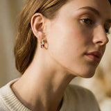Elegant Gold Multicoloured Enamel Earrings